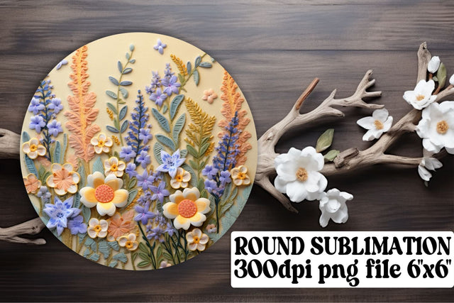 Creative Embroidered Floral Circle Designs - Sublimation, Keychain, Car Coaster Sublimation afrosvg 