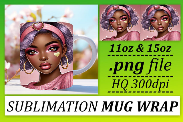 Creative mug wrap templates, make your mugs pop! , Love Girl Sublimation afrosvg 