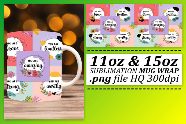 Creative mug wrap templates, make your mugs pop! , Quote Sublimation afrosvg 