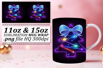 Creative mug wraps, express your unique style! , Neon Xmas Sublimation afrosvg 