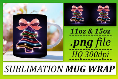 Creative mug wraps, express your unique style! , Neon Xmas Sublimation afrosvg 