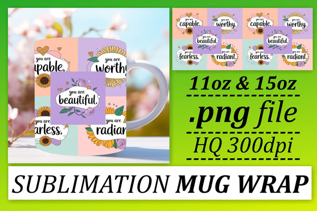 Creative mug wraps, transform your mugs with style! , Quote Sublimation afrosvg 