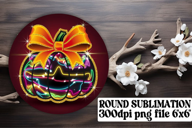 Creative round designs for keychains, ready for sublimation! , Neon Fall Sublimation afrosvg 