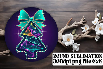 Creative round designs, sublimation-ready keychain PNGs! , Neon Xmas Sublimation afrosvg 