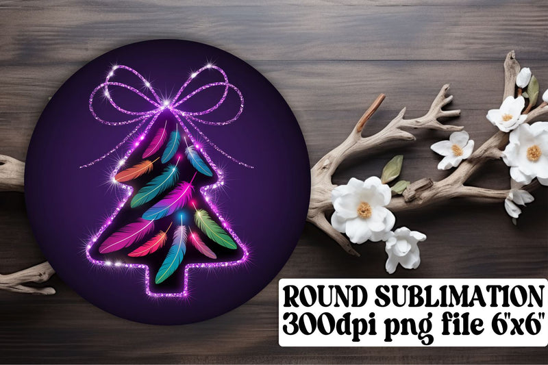 Creative round designs, sublimation-ready PNG for keychains! , Neon Xmas Sublimation afrosvg 