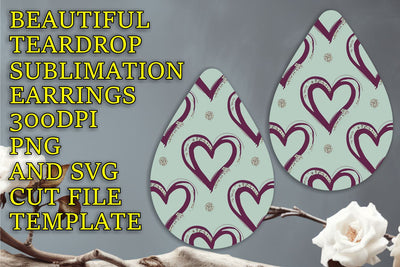 Creative sublimation file for earrings, vibrant PNG, Heart Sublimation HoodArtCraft 