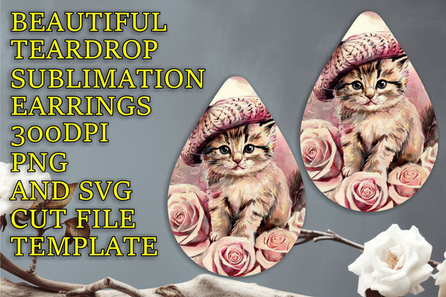 Creative teardrop earrings file, high-resolution PNG design, Animals Sublimation HoodArtCraft 
