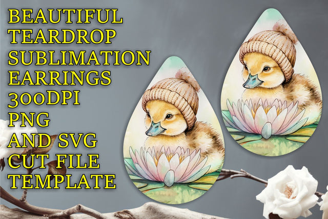 Creative teardrop earrings sublimation template, easy PNG, Animals Sublimation HoodArtCraft 