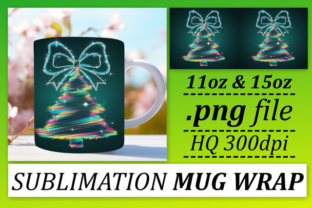 Creative templates for mugs, express your personality! , Neon Xmas Sublimation afrosvg 