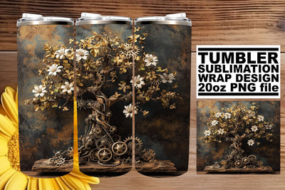 Creative Tumbler Art with Tree Sublimation - 20oz Sublimation afrosvg 