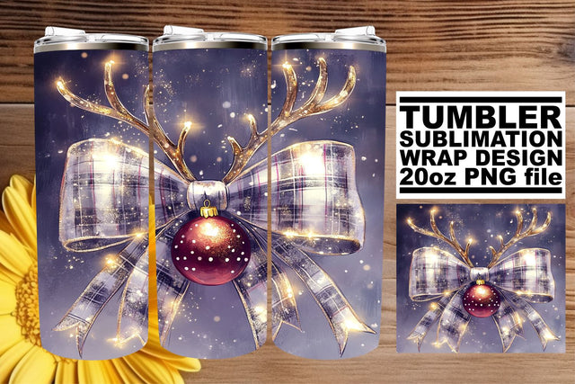 Creative tumbler wrap, designed for unique gift ideas! , Christmas Bow Sublimation afrosvg 