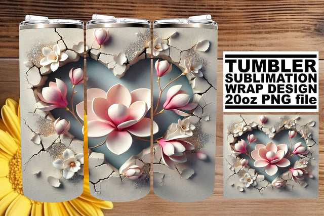 Creative tumbler wrap, elevate your sublimation experience! , 3D Heart Sublimation afrosvg 