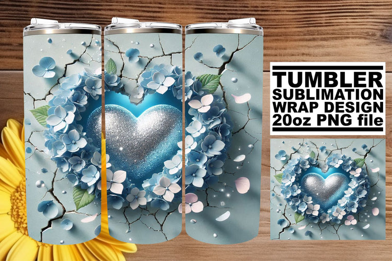 Creative tumbler wrap, elevate your sublimation projects! , 3D Heart Sublimation afrosvg 