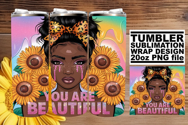 Creative tumbler wrap, great for personalizing gifts! , Afro Woman Sublimation afrosvg 