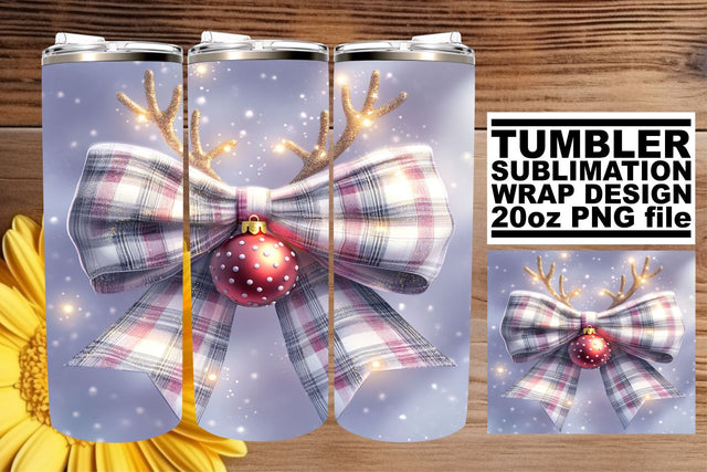 Creative tumbler wrap, great for personalizing gifts! , Christmas Bow Sublimation afrosvg 