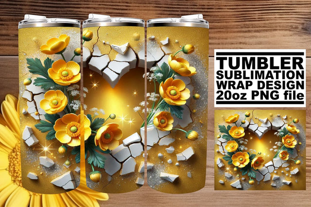 Creative tumbler wrap, ideal for all your sublimation needs! , 3D Heart Sublimation afrosvg 