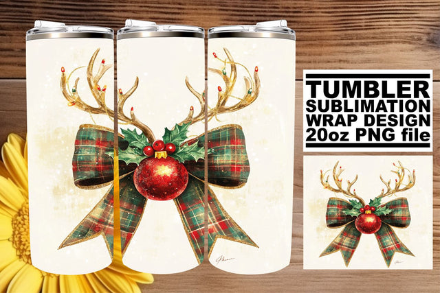 Creative tumbler wrap, ideal for every occasion! , Christmas Bow Sublimation afrosvg 