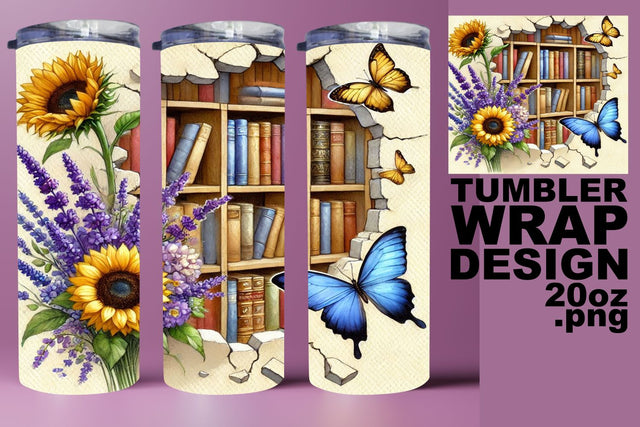 Creative tumbler wrap, perfect for unique projects! , Books Sublimation HoodArtCraft 