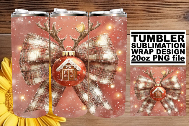 Creative tumbler wrap, perfect for your DIY projects! , Christmas Bow Sublimation afrosvg 