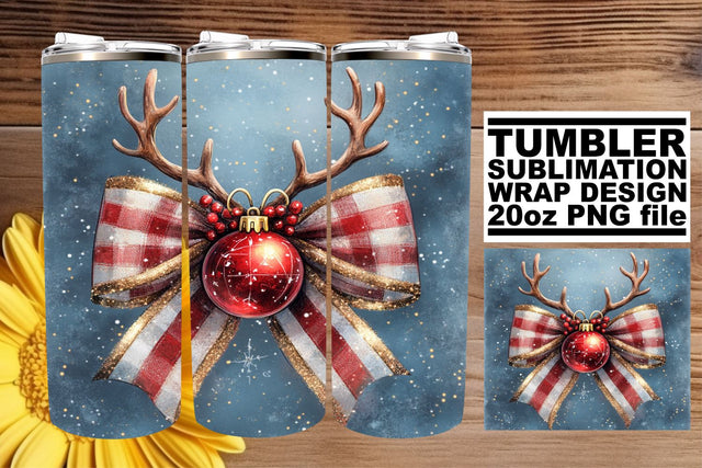 Creative wrap, perfect for unique 20oz tumbler designs! , Christmas Bow Sublimation afrosvg 