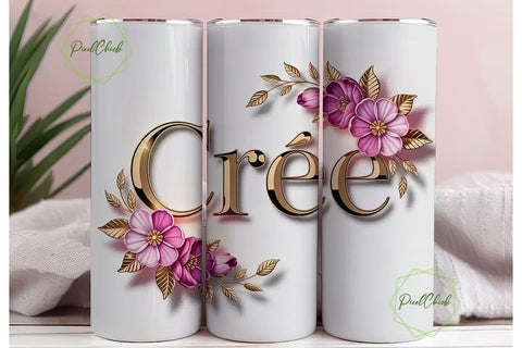 Cree Floral Name 20oz Tumbler Wrap Sublimation PixelChick 