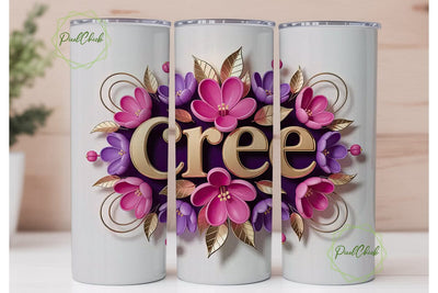 Cree Floral Name 20oz Tumbler Wrap Sublimation PixelChick 