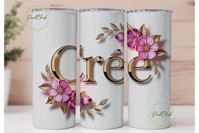 Cree Floral Name 20oz Tumbler Wrap Sublimation PixelChick 