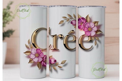 Cree Floral Name 20oz Tumbler Wrap Sublimation PixelChick 