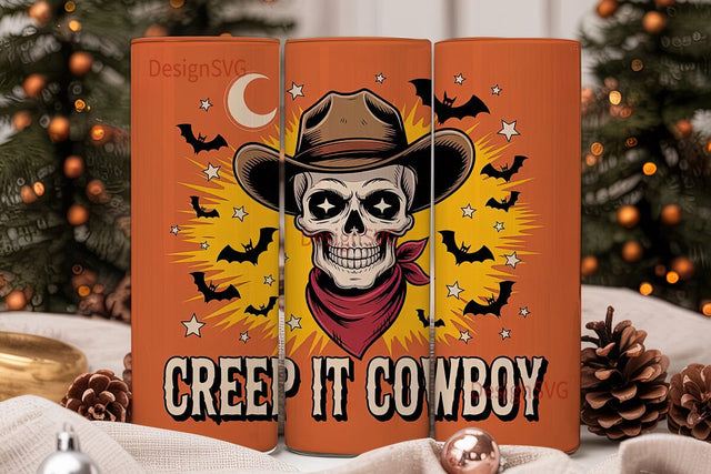 Creep It Cowboy 20oz Tumbler Wrap Sublimation DesignSVG 