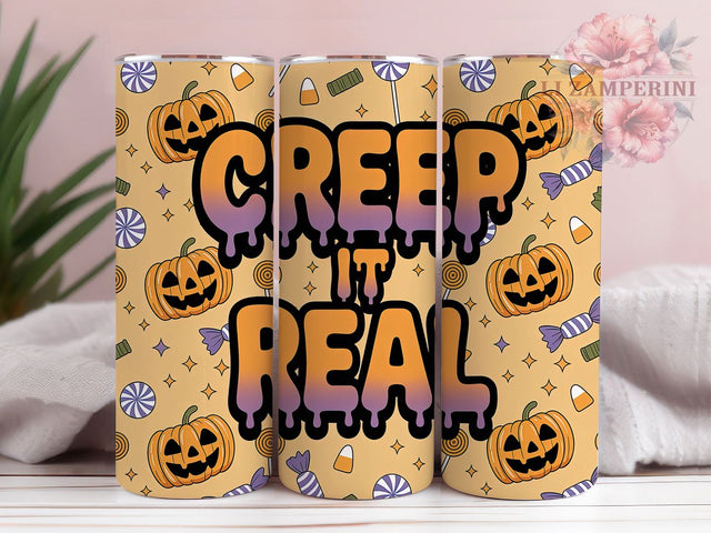 Creep It Real Candy Halloween Tumbler, Halloween Candy Wrap, Spooky Humor Sublimation, Haunted Sweets Drinkware, Cute Halloween Phrase Cup, Trick or Treat Tumbler, Funny Spooky Season Wrap Sublimation Li Zamperini 