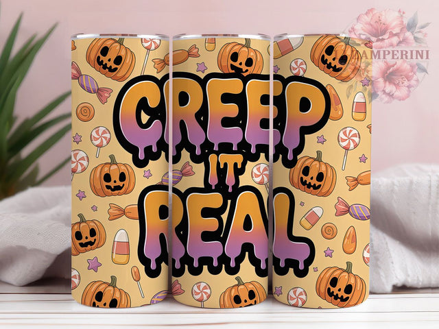 Creep It Real Candy Halloween Tumbler, Halloween Candy Wrap, Spooky Humor Sublimation, Haunted Sweets Drinkware, Cute Halloween Phrase Cup, Trick or Treat Tumbler, Funny Spooky Season Wrap Sublimation Li Zamperini 
