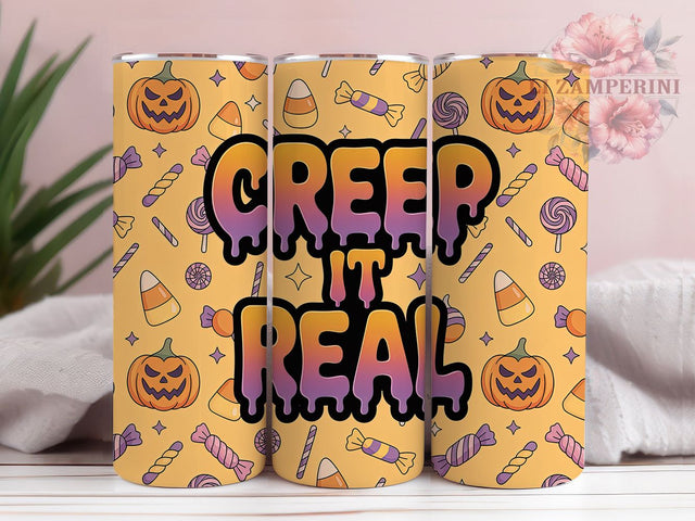 Creep It Real Candy Halloween Tumbler, Halloween Candy Wrap, Spooky Humor Sublimation, Haunted Sweets Drinkware, Cute Halloween Phrase Cup, Trick or Treat Tumbler, Funny Spooky Season Wrap Sublimation Li Zamperini 
