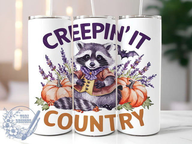 Creepin it Country 20oz Skinny Tumbler PNG, Funny Halloween Tumbler Sublimation Wrap, Straight & Tapered Tumbler Wrap, Instant Digital Download Sublimation ToriDesigns 