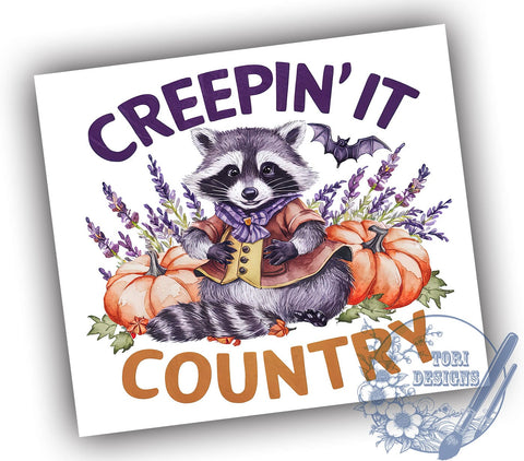 Creepin it Country 20oz Skinny Tumbler PNG, Funny Halloween Tumbler Sublimation Wrap, Straight & Tapered Tumbler Wrap, Instant Digital Download Sublimation ToriDesigns 