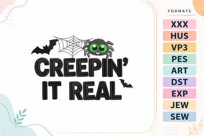 Creepin It Real Spider Bat Embroidery Design Embroidery/Applique DESIGNS sg embroidery 