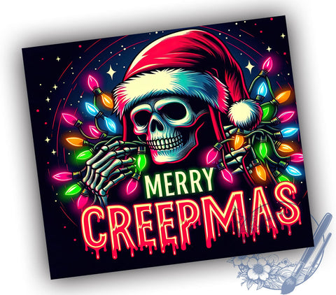 Creepmas Tumbler Wrap, Skeleton Tumbler, Merry Creepmas, 20oz Sublimation, Halloween Christmas, Holiday Drinkware, Spooky Tumbler Design Sublimation ToriDesigns 