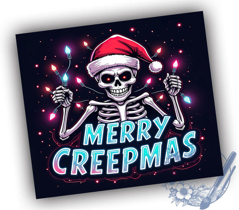 Creepmas Tumbler Wrap, Skeleton Tumbler, Merry Creepmas, 20oz Sublimation, Halloween Christmas, Holiday Drinkware, Spooky Tumbler Design Sublimation ToriDesigns 