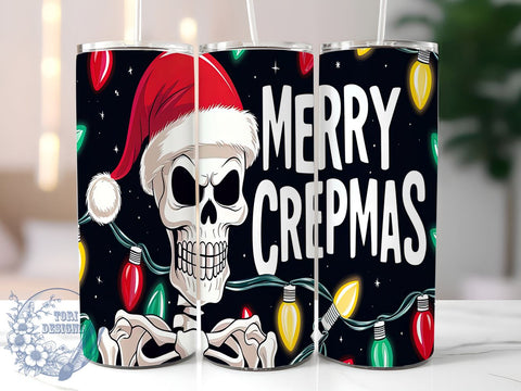 Creepmas Tumbler Wrap, Skeleton Tumbler, Merry Creepmas, 20oz Sublimation, Halloween Christmas, Holiday Drinkware, Spooky Tumbler Design Sublimation ToriDesigns 