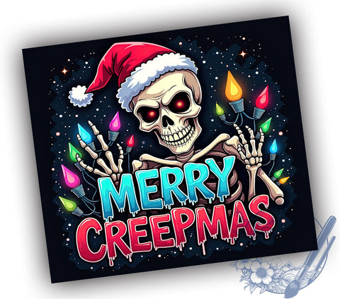 Creepmas Tumbler Wrap, Skeleton Tumbler, Merry Creepmas, 20oz Sublimation, Halloween Christmas, Holiday Drinkware, Spooky Tumbler Design Sublimation ToriDesigns 