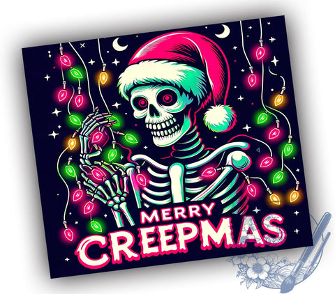 Creepmas Tumbler Wrap, Skeleton Tumbler, Merry Creepmas, 20oz Sublimation, Halloween Christmas, Holiday Drinkware, Spooky Tumbler Design Sublimation ToriDesigns 