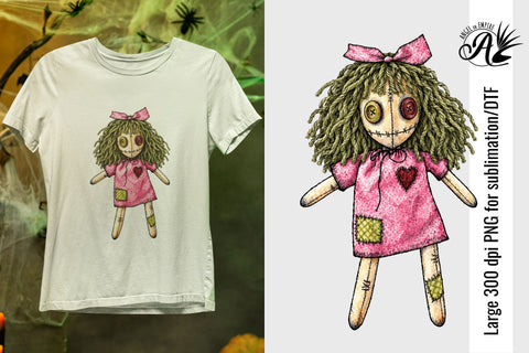Creepy and Cute Halloween Rag doll PNG Sublimation Angel on Empire 