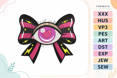 Creepy Cute Eye Bow Halloween Embroidery Design Embroidery/Applique DESIGNS sg embroidery 