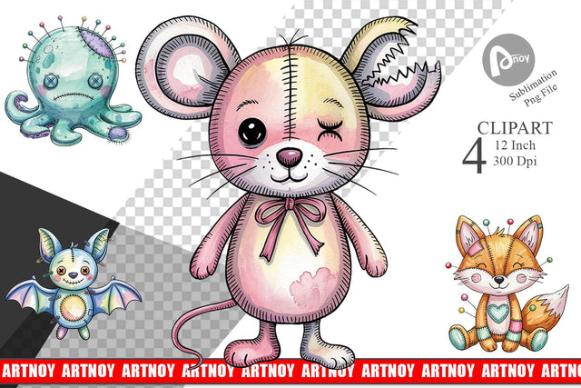 Creepy Cute Pastel Halloween Clipart Sublimation artnoy 