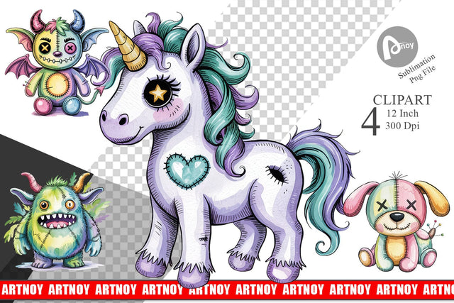 Creepy Cute Pastel Halloween Clipart Sublimation artnoy 