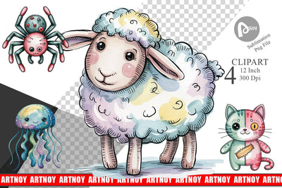 Creepy Cute Pastel Halloween Clipart Sublimation artnoy 