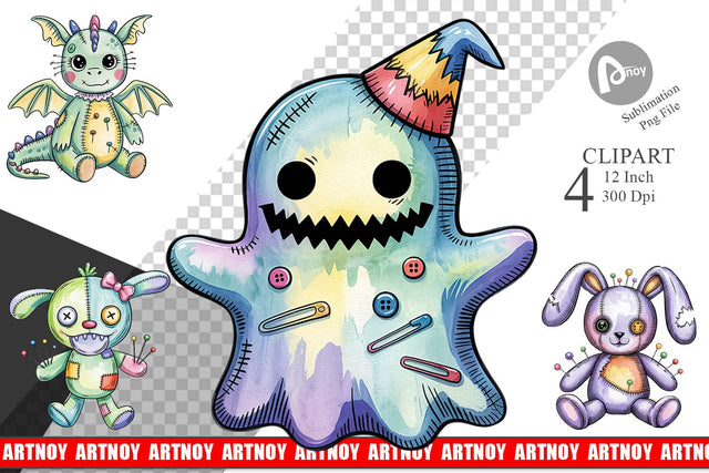 Creepy Cute Pastel Halloween Clipart Sublimation artnoy 