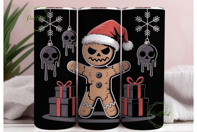 Creepy Gingerbread Xmas Tumbler Wrap Sublimation PixelChick 