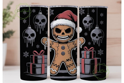 Creepy Gingerbread Xmas Tumbler Wrap Sublimation PixelChick 