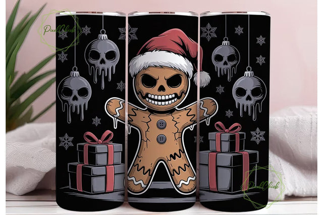 Creepy Gingerbread Xmas Tumbler Wrap Sublimation PixelChick 