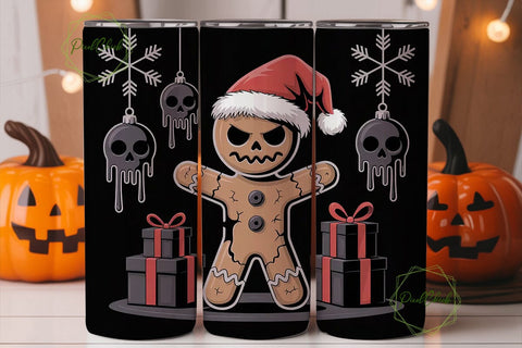 Creepy Gingerbread Xmas Tumbler Wrap Sublimation PixelChick 